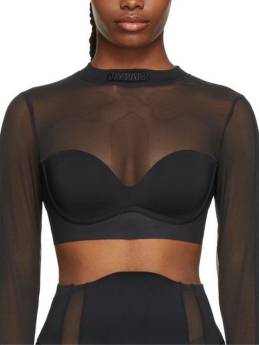 IVY PARK  Cropped Mesh Long Sleeve Top